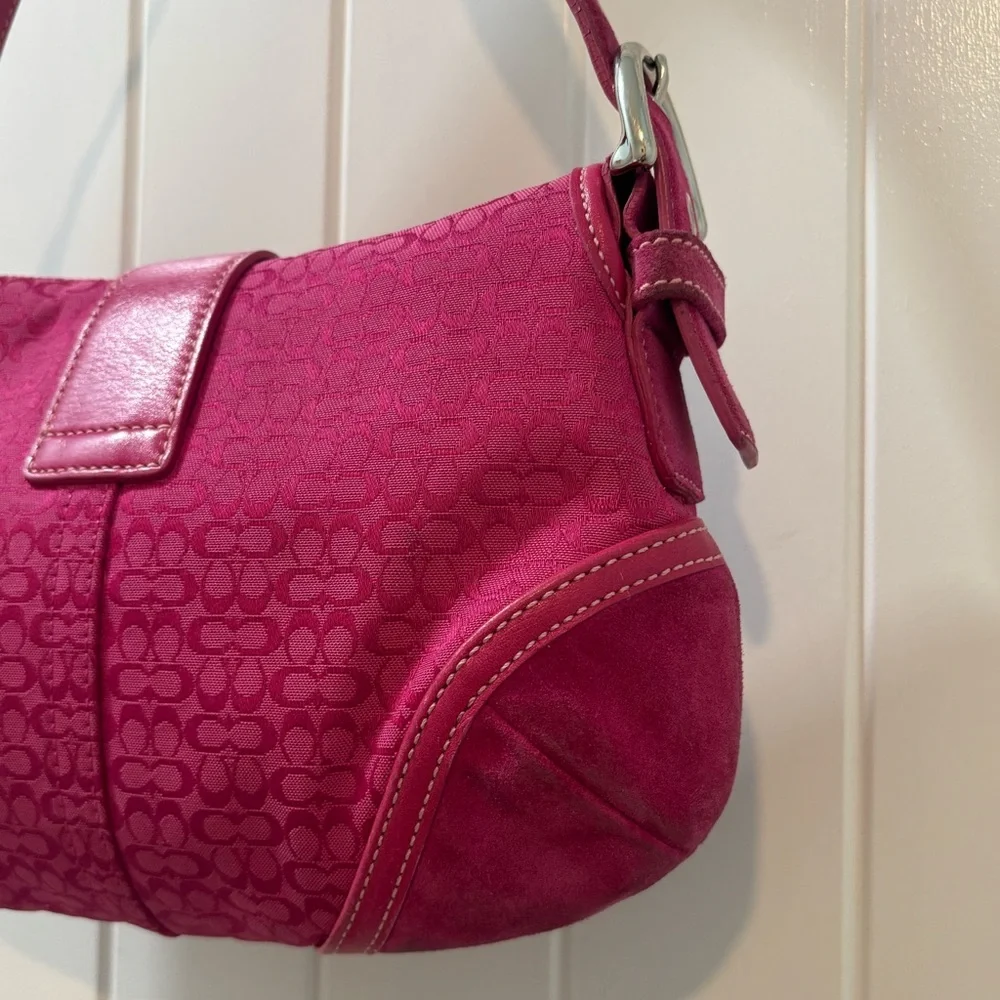 Coach Soho Mini Pink Signature Canvas Suede Denim Vintage Y2K Coach 6818 - Picture 11 of 15